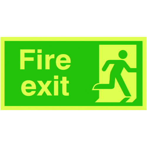 150X300MM FIRE EXIT RUNNING MAN RIGHT - NITE GLO RIGID