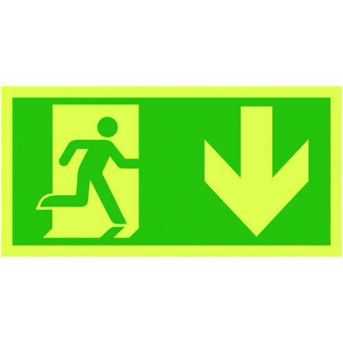 150X300MM RUNNING MAN ARROW DOWN - NITE GLO RIGID