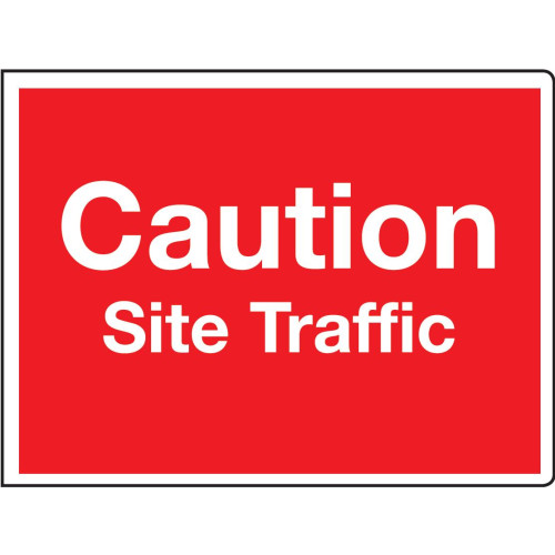 CAUTION SITE TRAFFIC - STANCHION SIGN