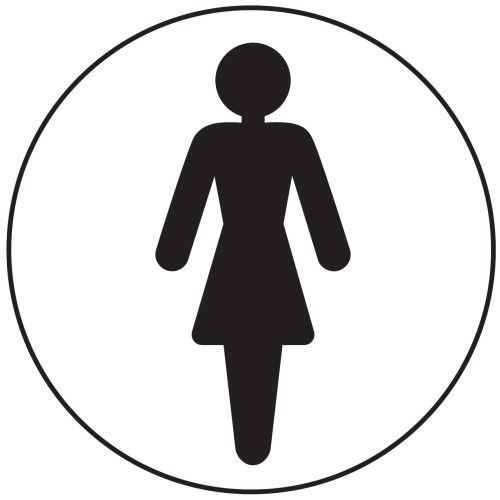 100MM DIA LADIES SYMBOL - BLACK ON SILVER