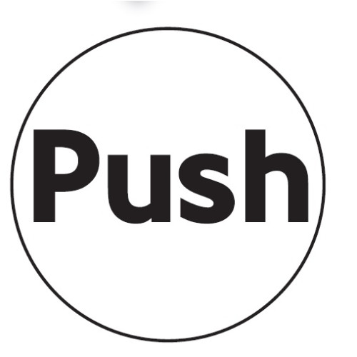 100MM DIA PUSH - BLACK ON SILVER