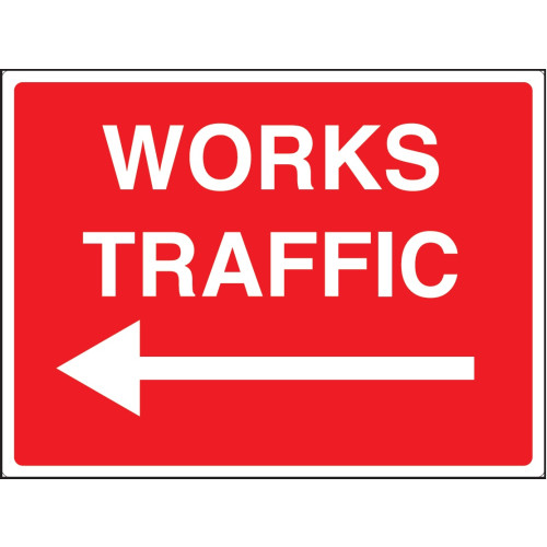 WORKS TRAFFIC ARROW LEFT - STANCHION SIGN