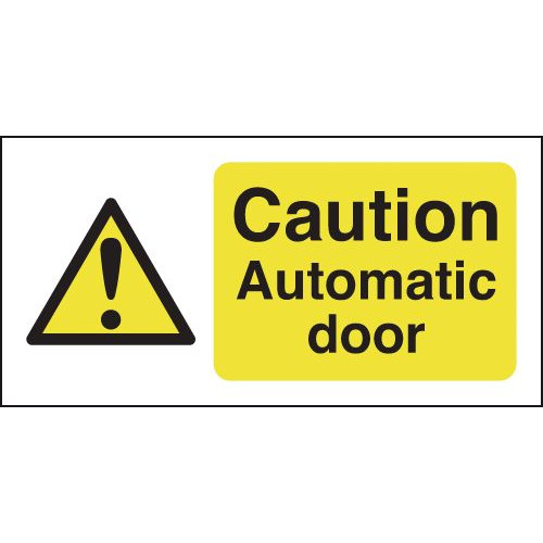 CAUTION AUTOMATIC DOOR - FACE ADHESIVE