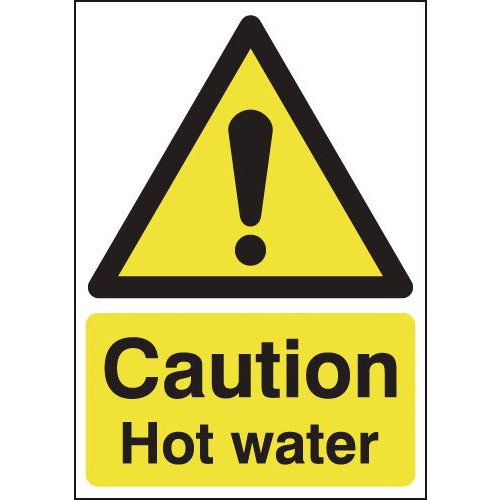 175X125MM CAUTION HOT WATER - RIGID