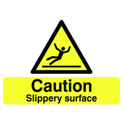 CAUTION SLIPPERY SURFACE - STANCHION SIGN