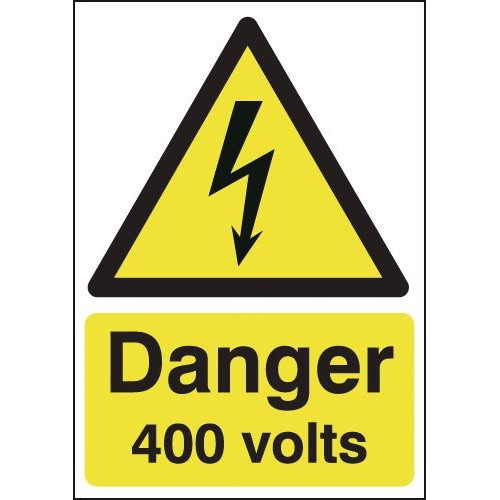 150X125MM DANGER 400 VOLTS - RIGID