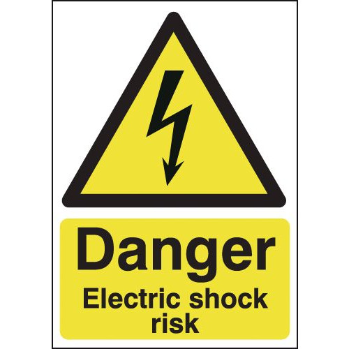 297X210MM DANGER ELECTRIC SHOCK RISK - SELF ADHESIVE