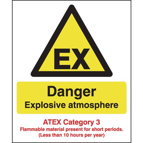297X210MM DANGER EXPLOSIVE ATMOSPHERE (ATEX CATEGORY 3) - RIGID