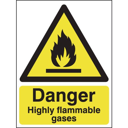 210X148MM DANGER HIGHLY FLAMMABLE GASES - RIGID
