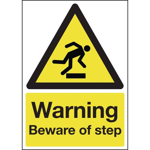 297X210MM WARNING BEWARE OF STEP - RIGID