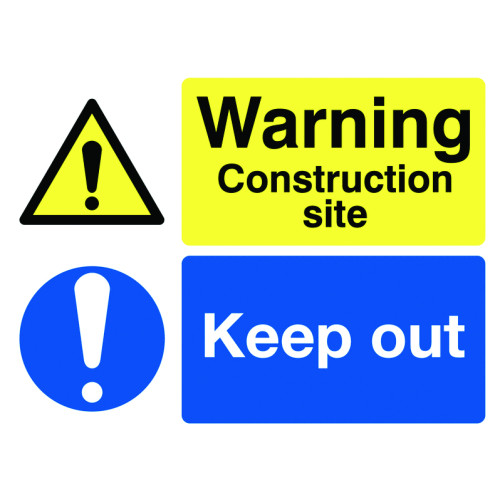 WARNING CONSTRUCTION SITE KEEP OUT - STANCHION SIGN