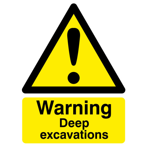 297 X 210MM WARNING DEEP EXCAVATIONS - RIGID