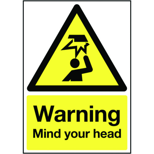 210X148MM WARNING MIND YOUR HEAD - RIGID