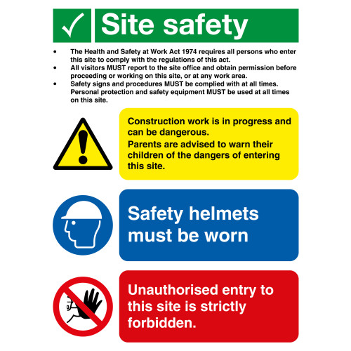 400X300MM SITE SAFETY LEGAL TEXT SITE SAFETY BOARD