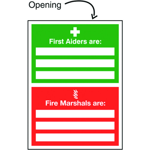 FIRST AIDERS ARE/FIRE MARSHALS ARE INSERT SIGN