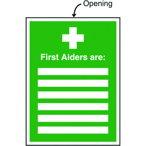 FIRST AIDERS ARE INSERT SIGN