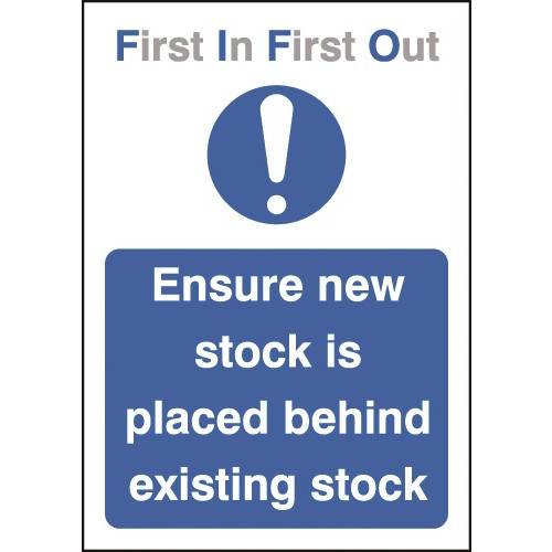 A5 FIRST IN FIRST OUT ENSURE NEW STOCK IS PLACED BEHIND EXISTING STOCK - RIGID