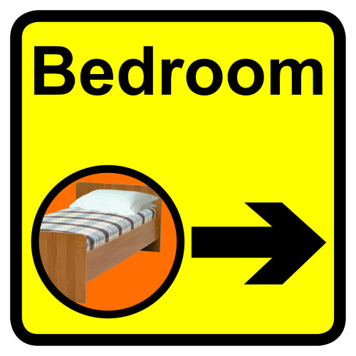 BEDROOM DEMENTIA SIGN ARROW RIGHT