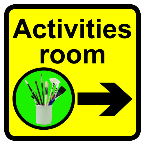 ACTIVITIES ROOM DEMENTIA SIGN ARROW RIGHT
