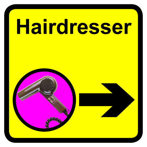 HAIRDRESSER DEMENTIA SIGN ARROW RIGHT