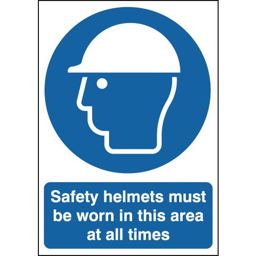 210X148MM SAFETY HELMETS MUST BE WORN IN THIS AREA AT ALL TIMES - RIGID