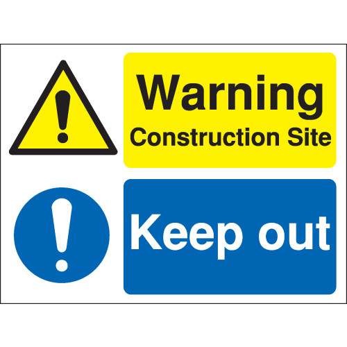 300X400MM WARNING CONSTRUCTION SITE KEEP OUT SITE SAFETY BOARD - RIGID