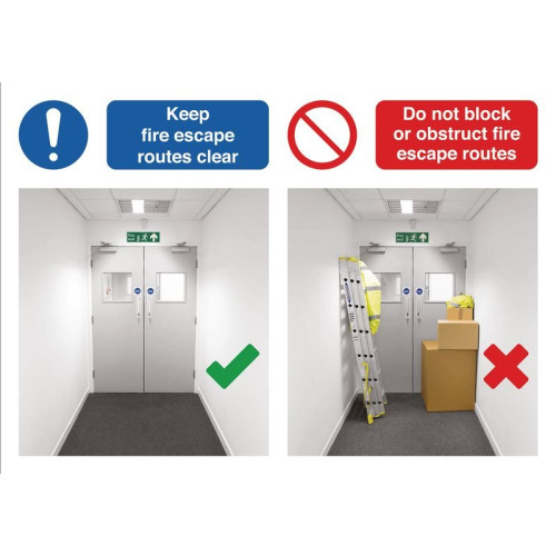 420 X 594MM KEEP FIRE ESCAPE ROUTES CLEAR / DO NOT BLOCK OR OBSTRUCT FIRE ESCAPE ROUTES - RIGID