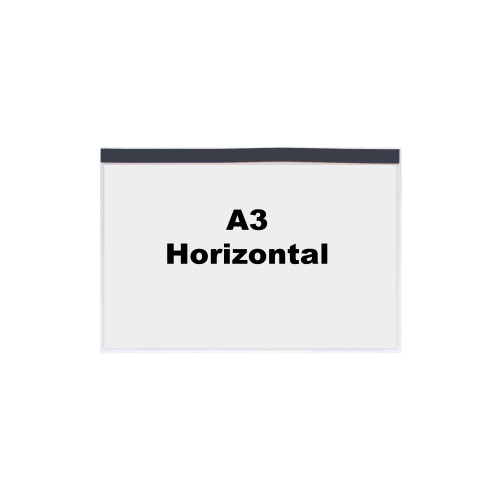 INDUSTRIAL STRENGTH CLEAR POCKET - MAGNETIC - H.316 X W.436MM - A3 HORIZONTAL - PACK OF 10