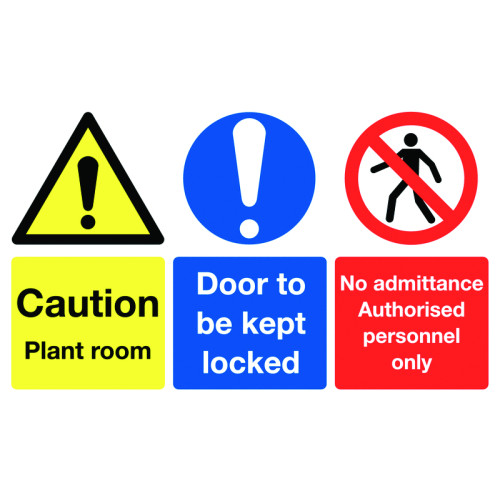 100X300MM CAUTION PLANT ROOM DOOR TO BE KEPT LOCKED NO ADMITTANCE AUTHORISED - RIGID
