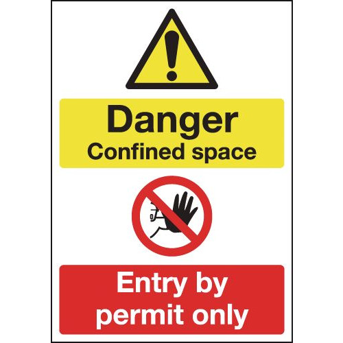 297X210MM DANGER CONFINED SPACE ENTRY BY PERMIT ONLY - RIGID
