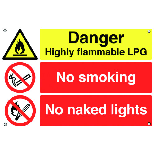 DANGER HIGHLY FLAMMABLE LPG NO SMOKING NO NAKED LIGHTS - ALUMINIUM