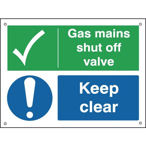 GAS MAINS SHUT OFF VALVE KEEP CLEAR - ALUMINIUM
