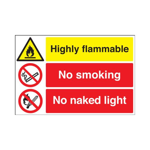 300X500MM HIGHLY FLAMMABLE NO SMOKING NO NAKED LIGHT - RIGID