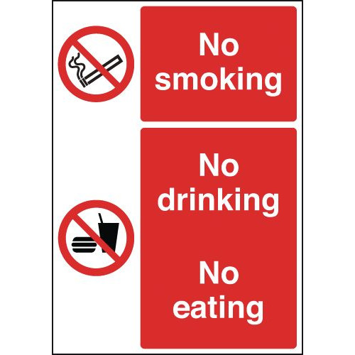 297X210MM NO SMOKING NO DRINKING NO EATING- RIGID