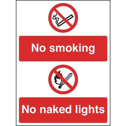297X210MM NO SMOKING NO NAKED LIGHT - SELF ADHESIVE