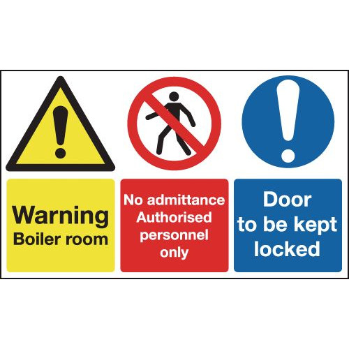 100X300MM WARNING BOILER ROOM NO ADMITTANCE AUTHORISED DOOR TO BE KEPT LOCKED - RIGID