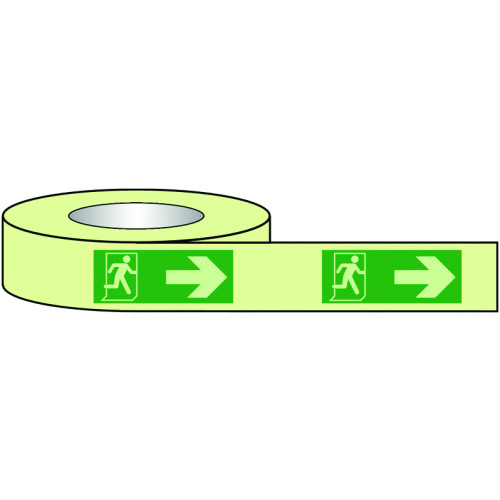 40MMX10MM RUNNING MAN ARROW RIGHT PHOTOLUMINESCENT TAPE