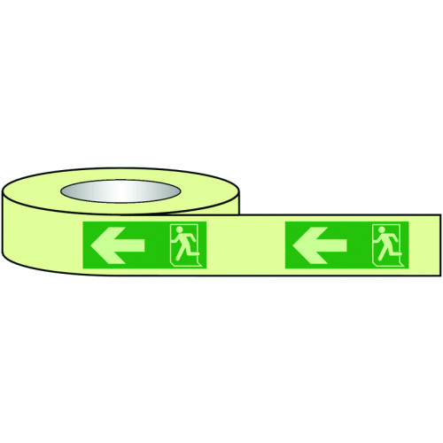 40MMX10MM RUNNING MAN ARROW LEFT PHOTOLUMINESCENT TAPE