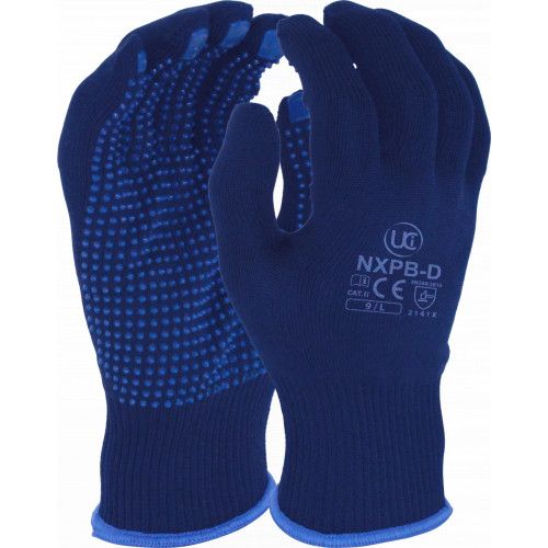 PICKERS POLYESTER PVC DOTTED PALM GLOVES - NAVY - L/9