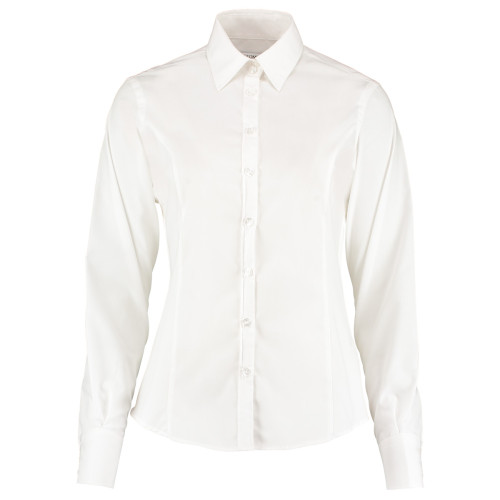 KUSTOM KIT LADIES LONG SLEEVE BUSINESS SHIRT - BLACK - 10