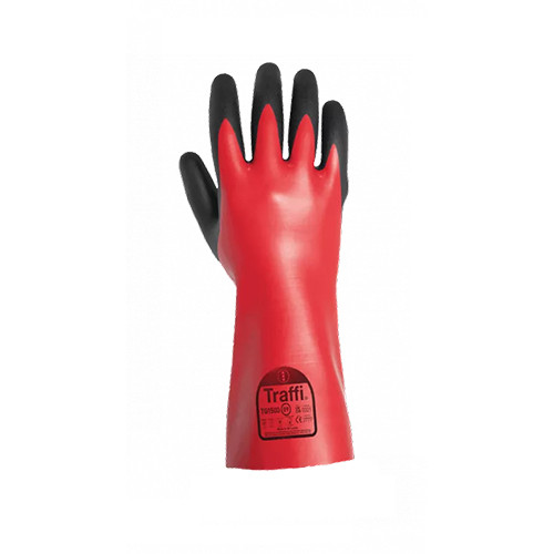 TRAFFI TG1500 CUT LEVEL A CHEMICAL GLOVES-RED-L/9