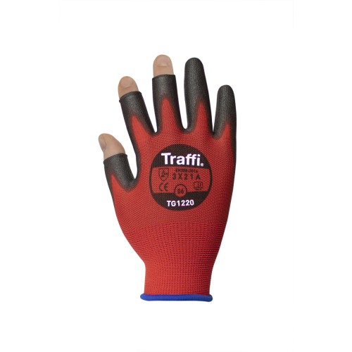 TRAFFI TG1220 X-DURA 3-DIGIT PU CUT LEVEL A SAFETY GLOVE-RED-2XL/11