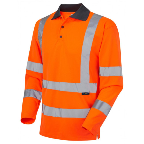 LEO WOOLSERY CLASS 3 ECOVIZ SLEEVED POLO SHIRT-ORANGE-L