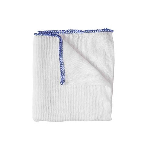 MEDIUM WEIGHT BLEACHED DISHCLOTH 40X30CM BLUE EDGE (X10)