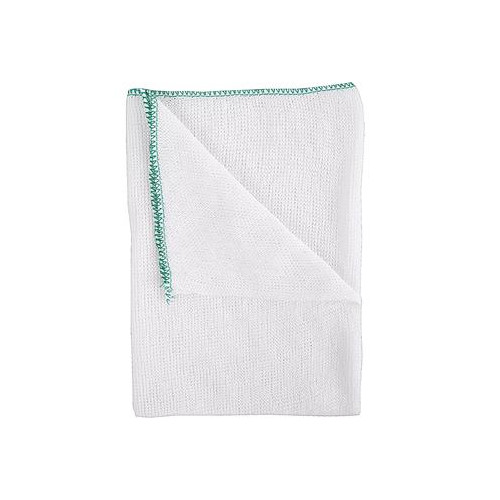 MEDIUM WEIGHT BLEACHED DISHCLOTH 40X30CM GREEN EDGE (X10)
