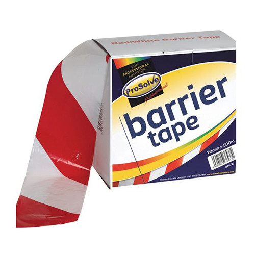 BARRIER TAPE RED/WHITE 70MM x 500M