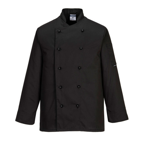 PORTWEST C834 CHEFS JACKET - BLACK - 2XL