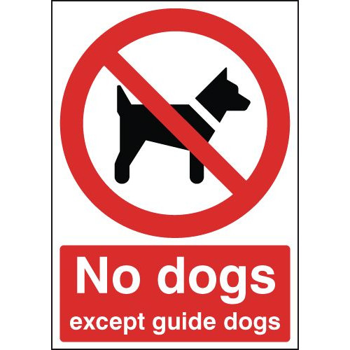 210X148MM NO DOGS EXCEPT GUIDE DOGS - RIGID