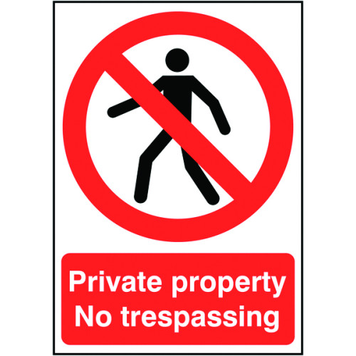 210X148MM PRIVATE PROPERTY NO TRESPASSING - RIGID