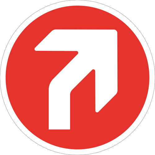 450MM DIA RIGHT ARROW RED ANTI-SLIP FLOOR SIGN